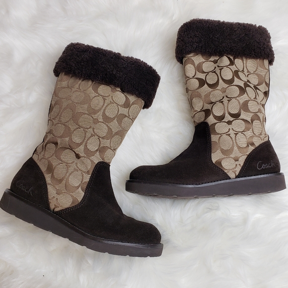 Coach Kally Signature Canvas/Suede Logo Boots - Picture 8 of 8